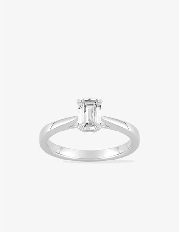 Solitaire taille émeraude Or Blanc diamant synthétique 0,70 ct