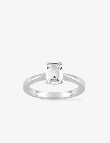 Solitaire taille émeraude Or Blanc diamant synthétique 1,00 ct