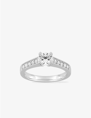 Solitaire accompagné Or Blanc diamants synthétiques 0,95 ct