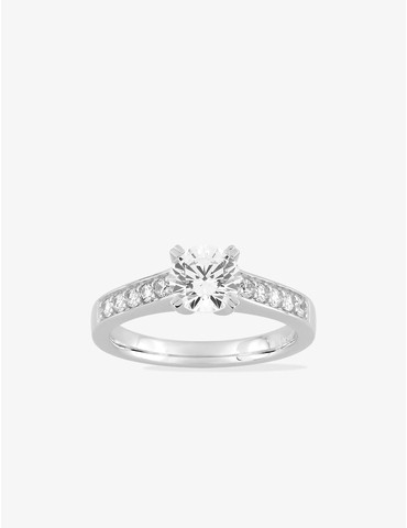 Solitaire accompagné Or Blanc diamants synthétiques 1,25 ct