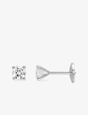 Boucles d'oreilles clous or blanc 750 ‰ et diamant 0,36 ct