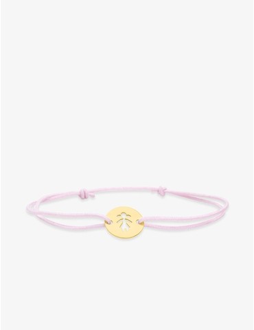 Bracelet cordon rose motif fille en or jaune 375 ‰