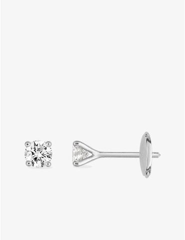 Boucles d'oreilles clous or blanc 750‰ et diamant 0,40 ct