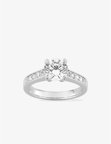 Solitaire accompagné Or Blanc diamants synthétiques 1,80 ct
