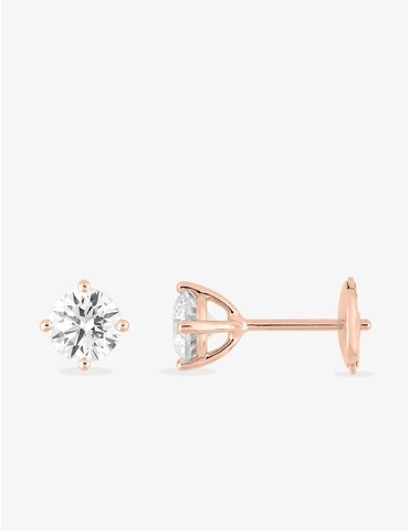 Boucles d'oreilles Or Rose et diamants synthétiques 2 x 0,50 ct
