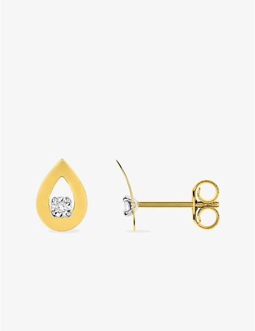 Boucles d'oreilles or jaune 375‰ et diamant 0,02 ct
