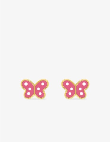 Boucles d'oreilles papillon or jaune 375‰ et laque