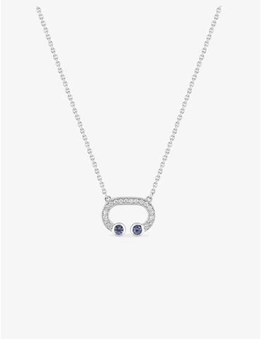 Collier Lady C or blanc 750‰, saphir bleu et diamant 0,13 ct