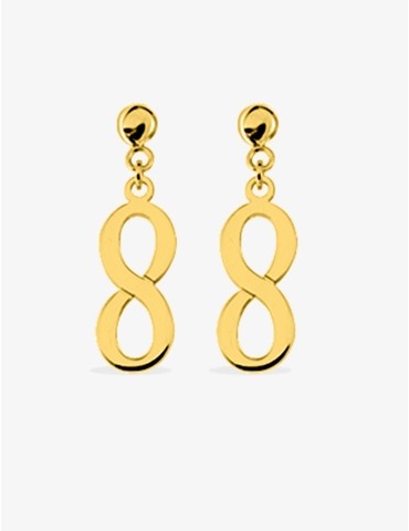Boucles d'oreilles pendantes motif infini or jaune 750 ‰