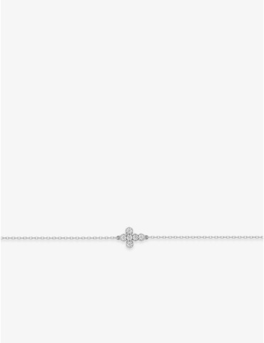 Bracelet croix or blanc 375‰ et oxydes de zirconium