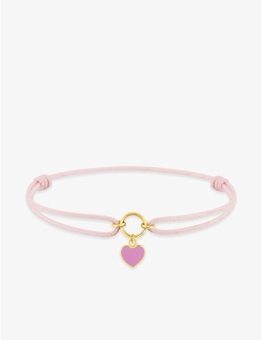Bracelet cordon rose cœur or jaune 750‰