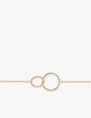 Bracelet anneau 15 mm et anneau 10 mm plaqué or rose