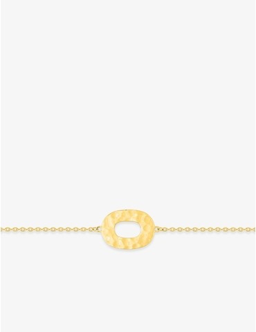 Bracelet motif ovale effet martelé plaqué or